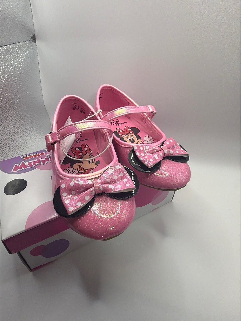 Disney Junior Minnie Mouse Pink Minnie Ballet Flat Girls Shoes Size 12